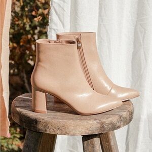 Sarai Light Nude Pointed-Toe Ankle Booties